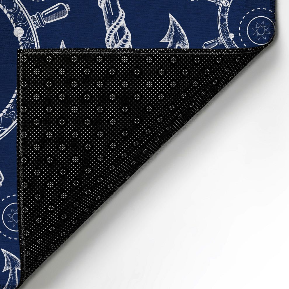 Indoor/Outdoor Harbor HA9 Navy Machine Washable 1'8" x 2'6" Rug
