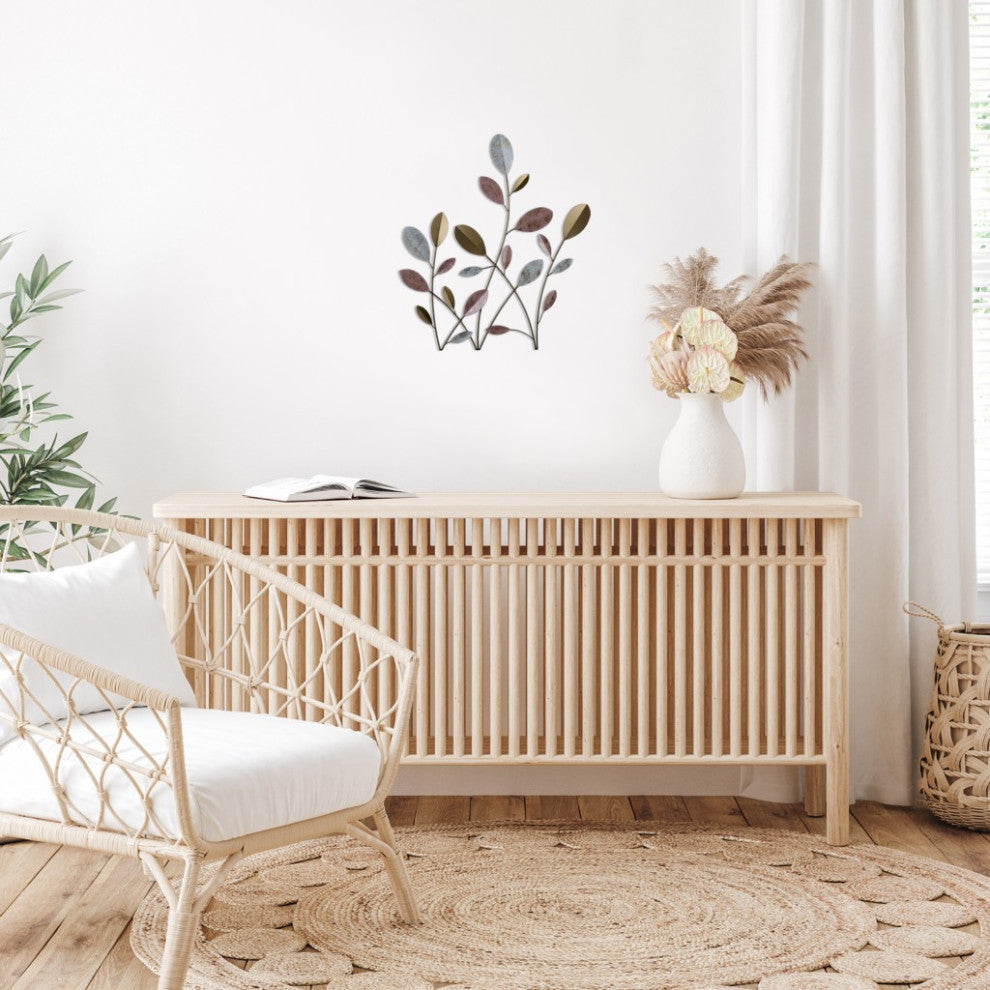 Muted Metal Botanical Stem Wall D"cor