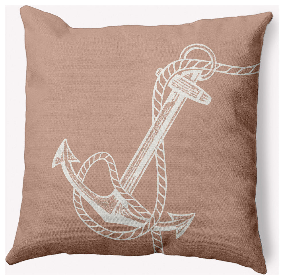 16x16" Anchored Nautical Decorative Indoor Pillow, Mauve