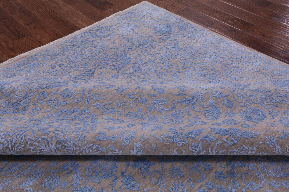 Hand Knotted Wool and Silk Persian Rug 8' 1" X 9' 10" Q6655