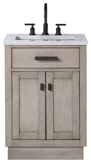 Chestnut 24" Bath Vanity, Grey Oak, Mirror, Oil-Rubbed Bronze Hardware