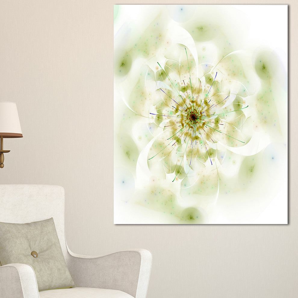 "Full Bloom Fractal Flower in White" Flower Wall Art, 16"x32"
