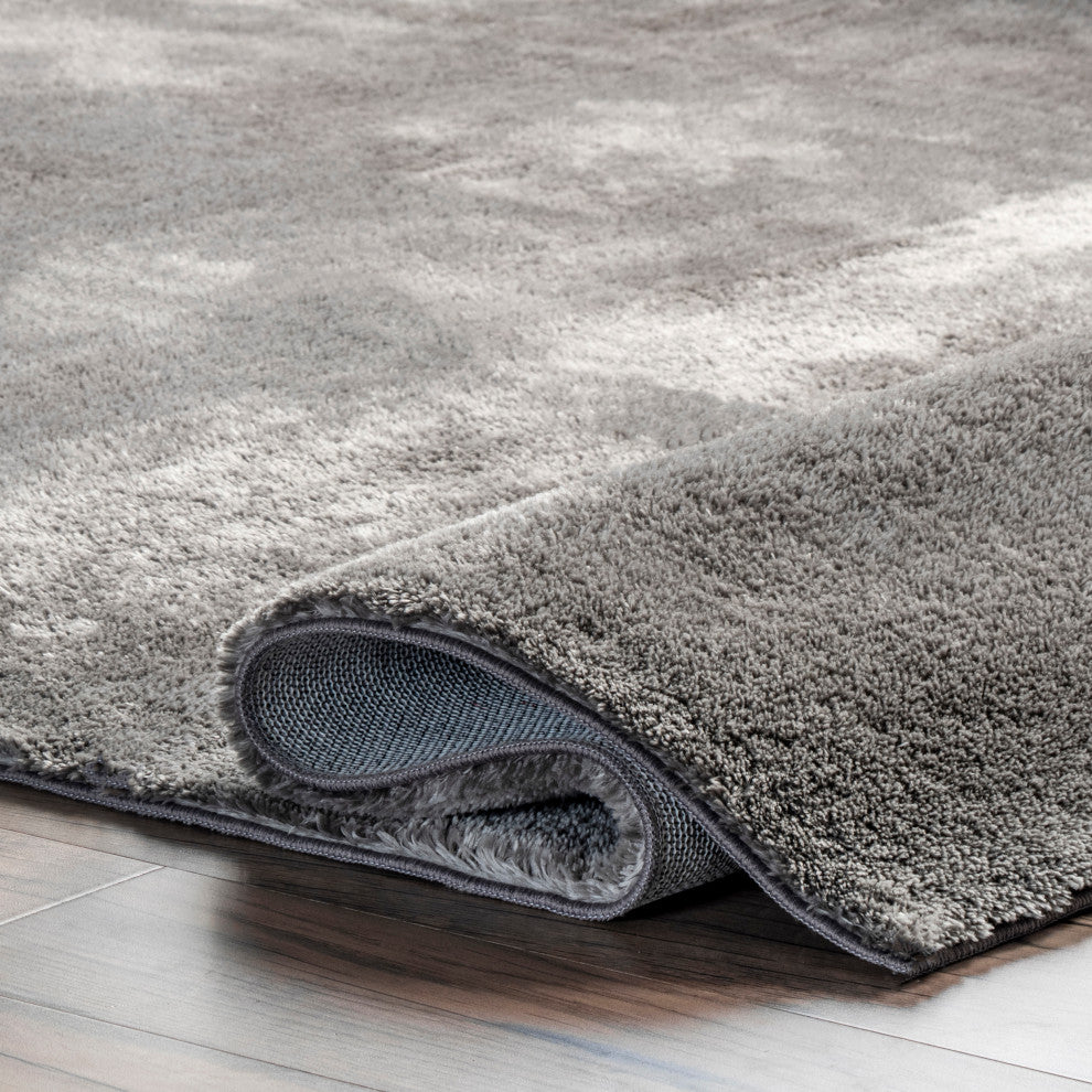 nuLOOM Loni Solid Machine Washable Shag Area Rug, Dark Grey, 2'6"x10'