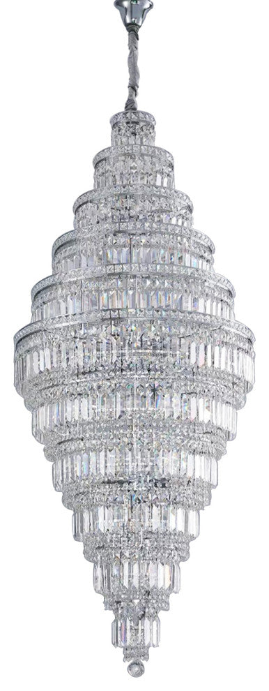 Chrome Extra Large Crystal Chandelier  27.6D"x65H", White Light