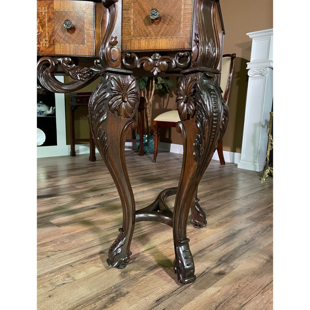 Antique Walnut Inlaid China Cabinet
