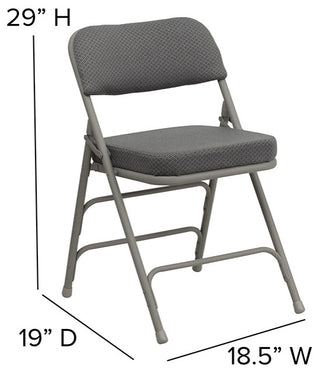 2 Pack HERCULES Premium Triple Braced & Double Hinged Upholstered Folding Chair, Gray Fabric/Gray Frame