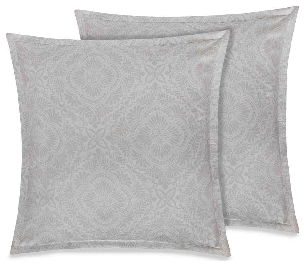 Delara 100% Organic Cotton 2 Inch Flange Euro Sham Set of 2, 26"X26", Brown