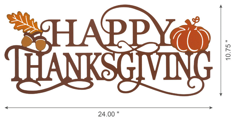 24"L Metal "HAPPY THANKSGIVING" Wall Decor