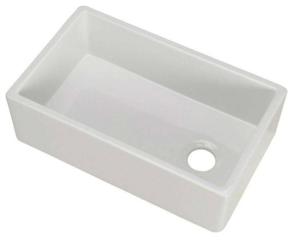 Fine Fixtures White Fireclay Farmhouse Butler Kitchen Sink, 33"