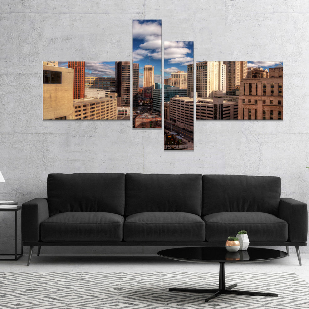 Amazing Urban City With Skyline, Extra Large Canvas Art Print, 60"x32", 4 panels