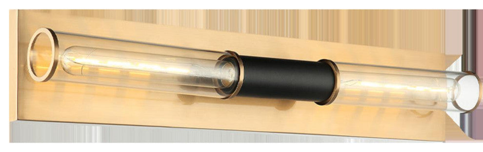 Matteo Lighting W61202MBAG Wall Sconce, Matte Black / Aged Gold Brass Finish