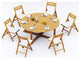 7-Piece Outdoor Teak Dining Set: 72" Round Table, 6 Surf Folding Arm Chairs