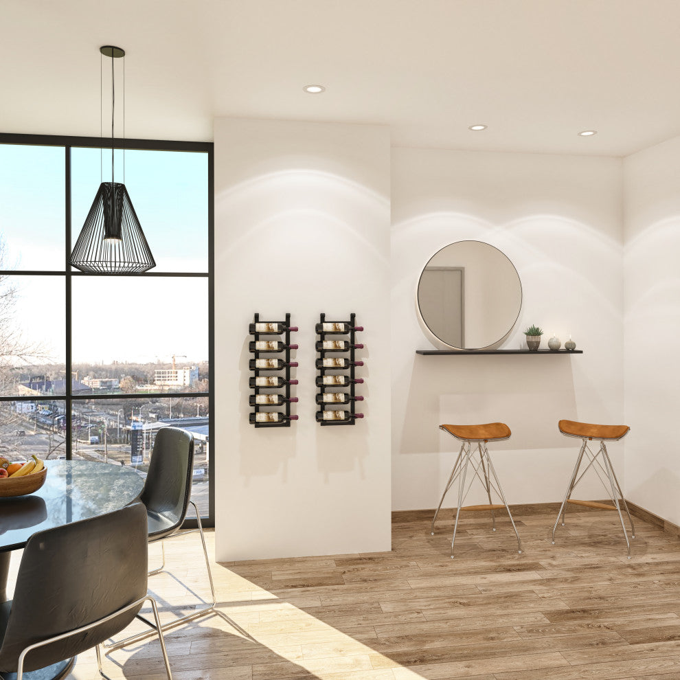 VintageView Le Rustique Wall Mounted Metal Wine Rack, Matte Black, 12 Bottles