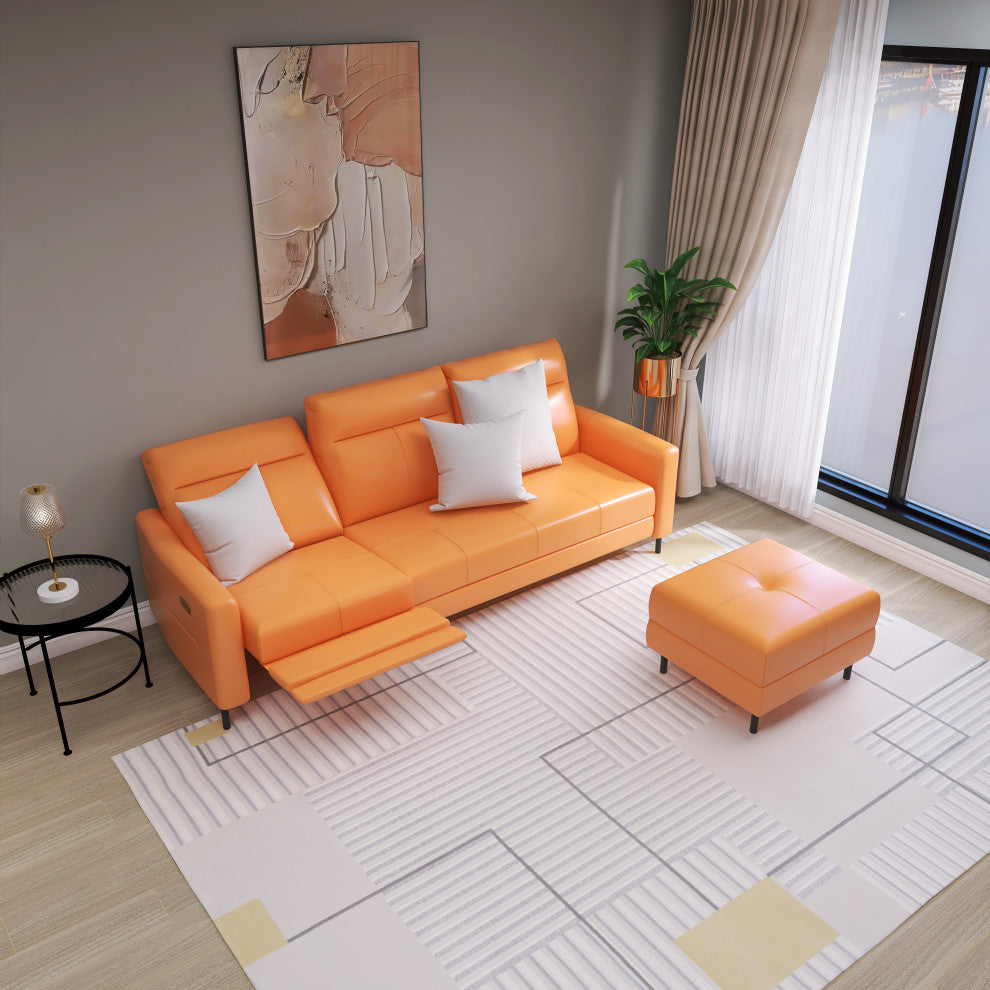 L-Shaped Leather Sectional Sofa Set Cushions Sectional Sofa Footrests
