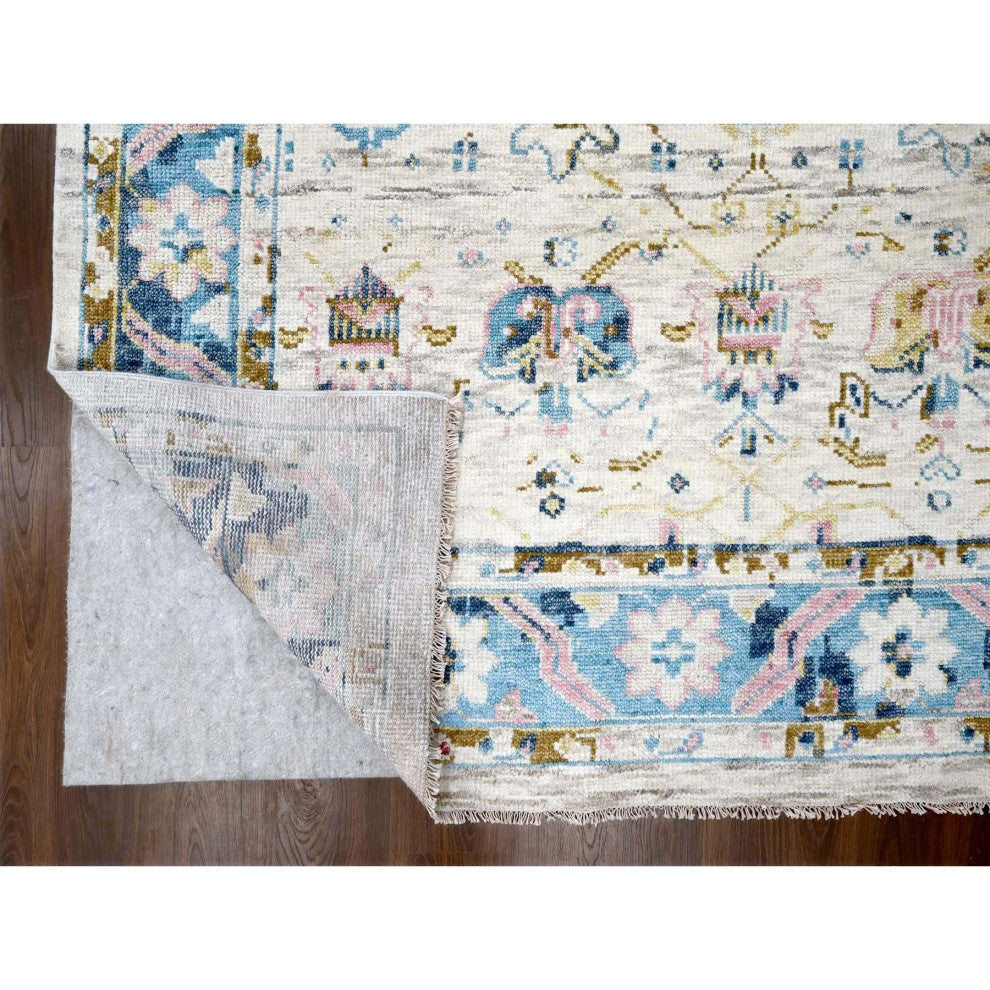 Ivory Oushak Supple Mahal Design Hand Knotted Oversize Oriental Rug  12'x17'9"