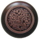 Saddleworth Wood Knob, Antique Brass, Dark Walnut Wood Finish, Antique Copper