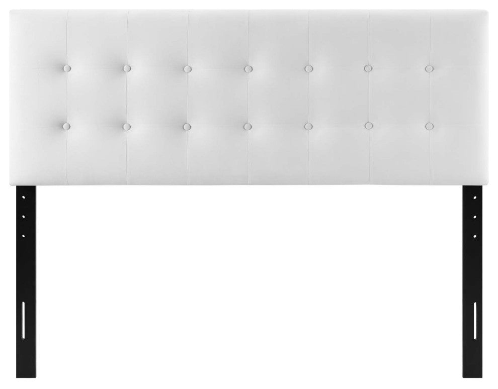 Contemporary Modern Bedroom King Size Tufted Headboard, Velvet Fabric, White