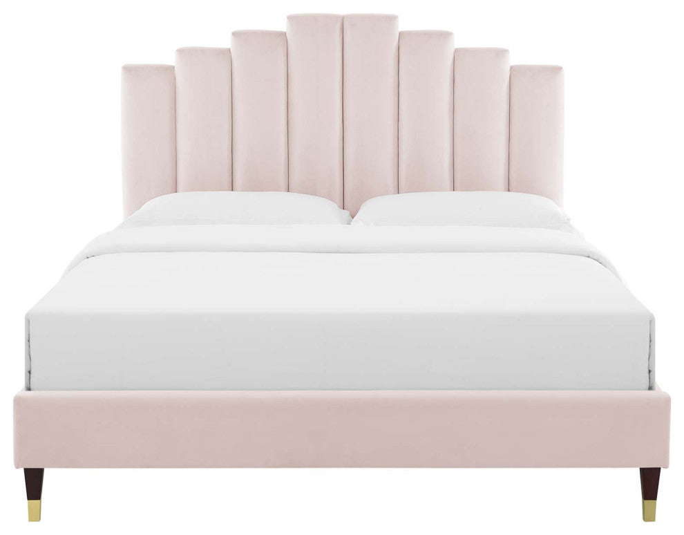 Elise Queen Performance Velvet Platform Bed MOD-6691-PNK