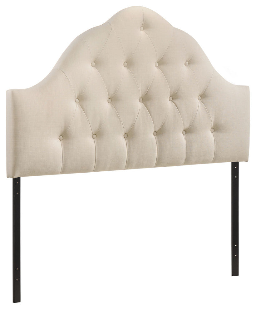 Modern Contemporary King Size Fabric Headboard, Ivory Fabric