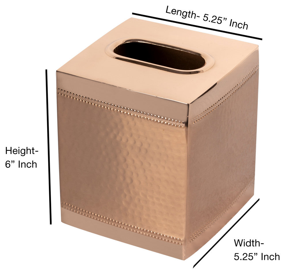 nu steel Hudson Hammered Copper Boutique Tissue Box Cover