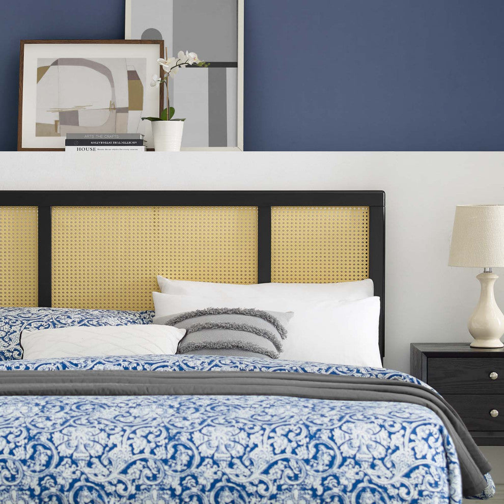 Delmare Cane Queen Headboard Black