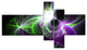 Glowing Purple Green Plasma, Abstract Wall Art Canvas, 60"x32", 5 panels