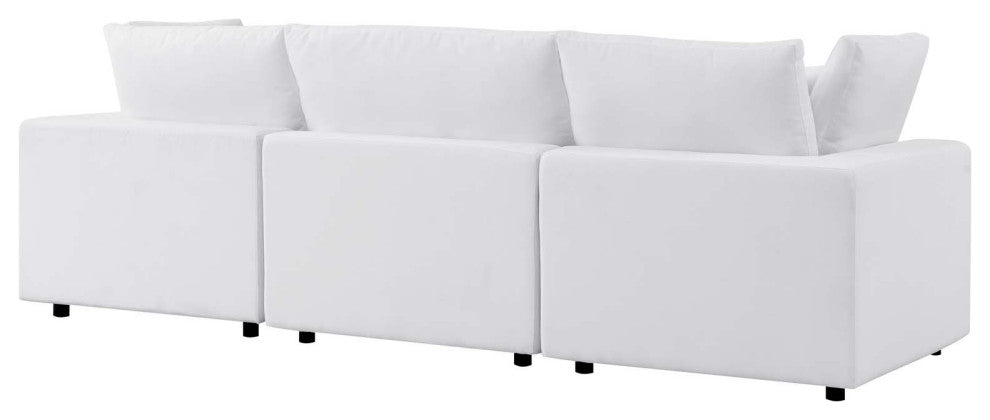 Modular Lounge Deep Sofa, Sunbrella, White, Modern, Outdoor Patio Hospitality