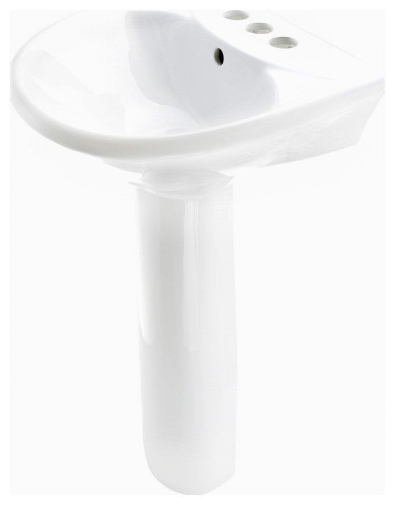 White Bathroom Sink Pedestal Sink Porcelain Set of 4