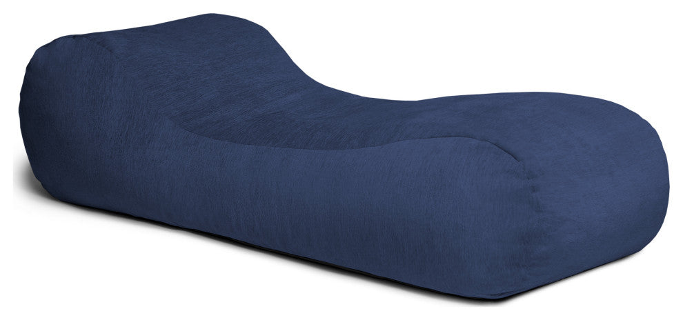 Arlo Chaise Lounge Bean Bag Chair, Premium Chenille, Navy Blue