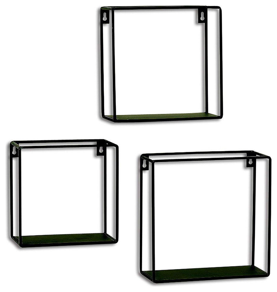 Industrial Chic BoxFloating Shelves, 3 Wall Mounted Pieces