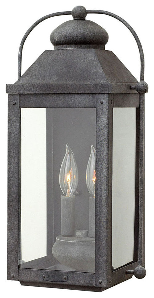 Anchorage Medium Outdoor Wall Sconce, Aged Zinc With Clear Glass