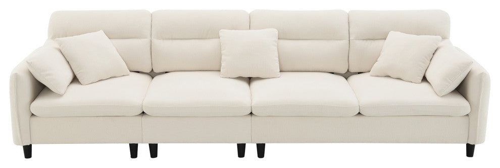 GDF Studio Modern Convertible L-Shaped Sectional Sofa With Ottoman, Beige