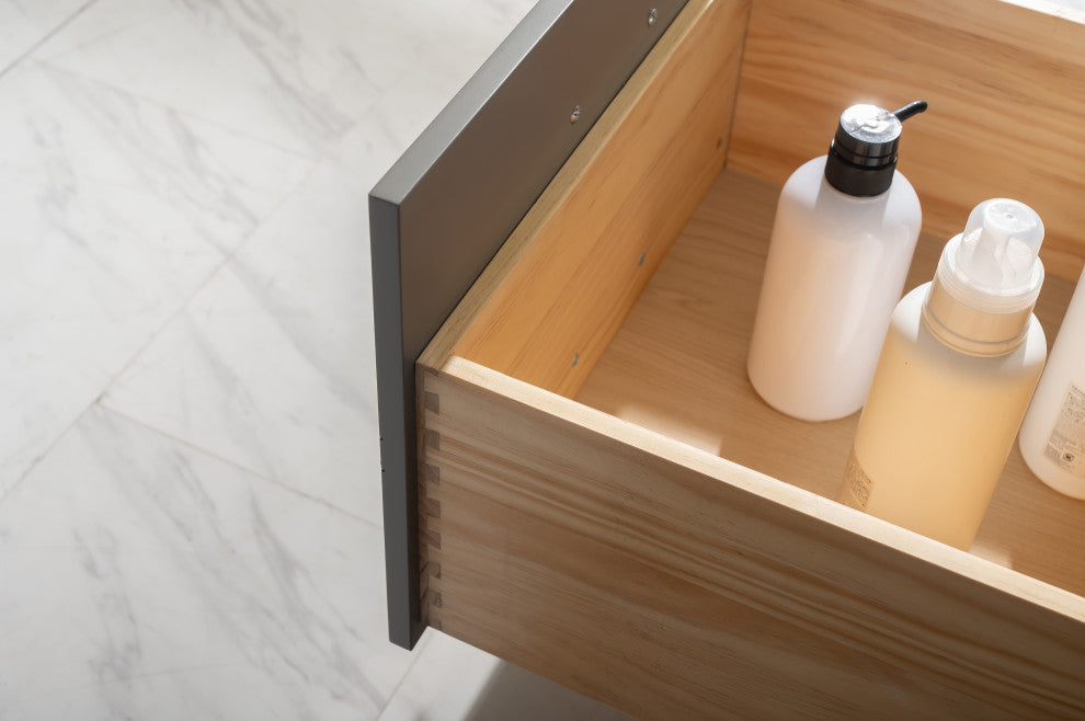 Design Element Valentino 84" Gray Double Rectangular Sink Vanity