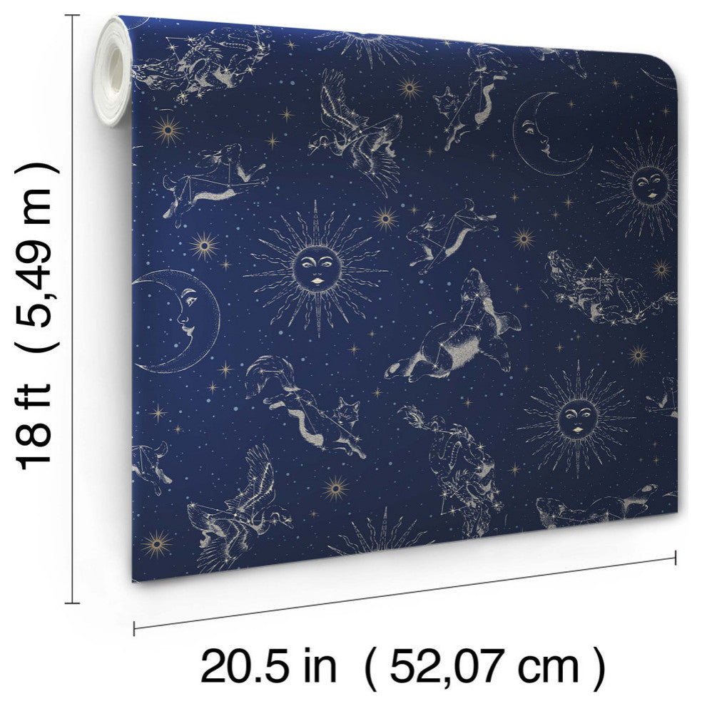 Zodiac Dreams Navy Peel and Stick Wallpaper