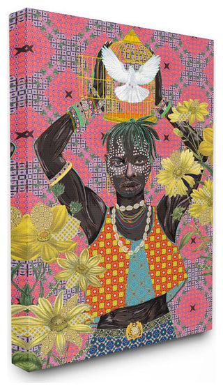Releasing Doves by Strong Male Figure Over Pattern30x40