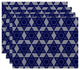 Star Quilt, Holiday Stripe Print Placemats, Light Gray, Set of 4