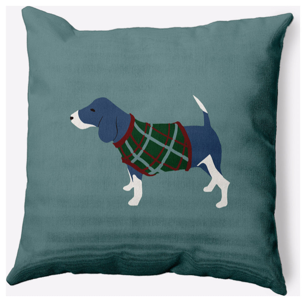 Warmest Wishes Doggie Decorative Throw Pillow, Gray, 26"x26"