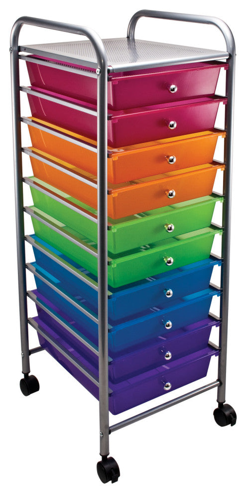 10 Drawer Organizer, Multi-colored Drawers