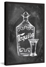 "Tequila Bottle" Framed Painting Print, 12"x18"