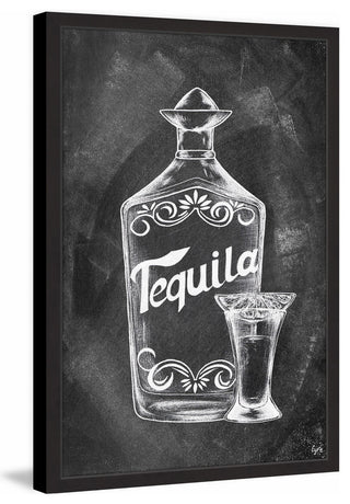 "Tequila Bottle" Framed Painting Print, 12"x18"