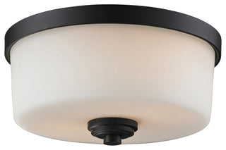 Arlington 2 Light Flush Mount, Bronze With Matte Opal Glass