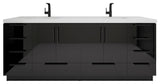 Carla 84" Freestanding Bathroom Vanity With Double Sink, Gloss Black