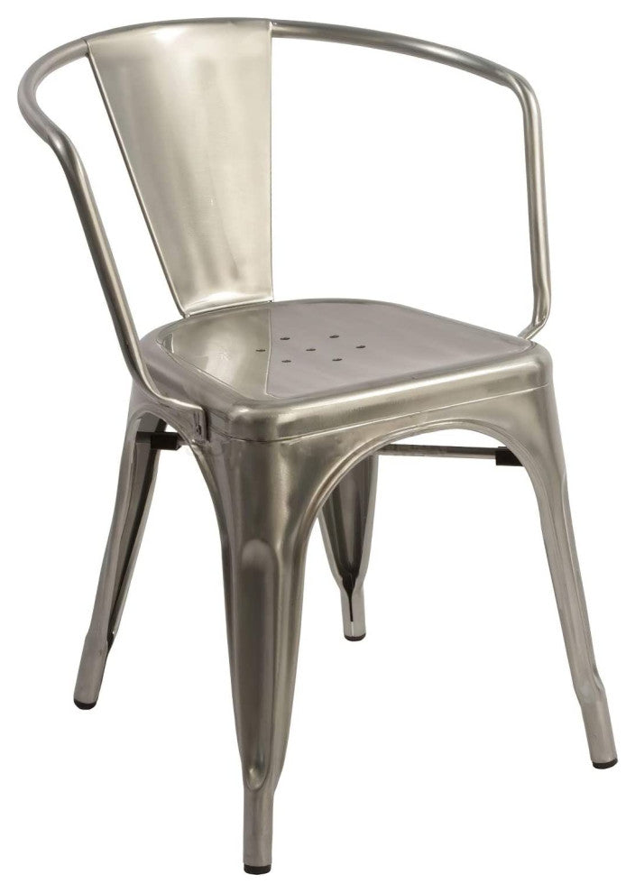 Set of 2-Stackable Chic Xavier Pauchard Tolix A Dining Armchair- Gunmetal
