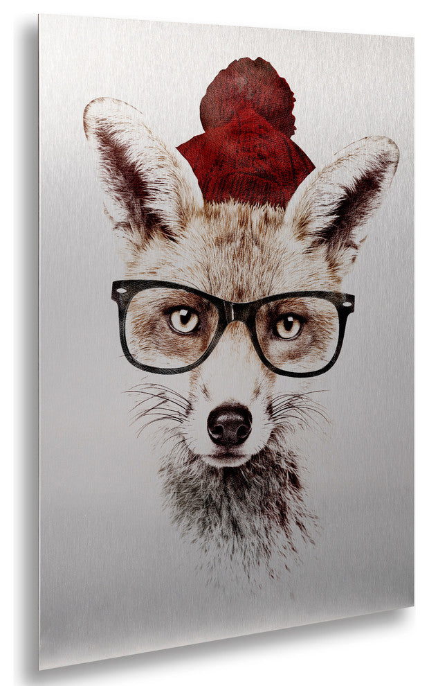 Robert Farkas 'It's Pretty Cold Outside' Floating Brushed Aluminum Art