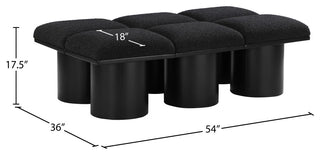 Pavilion Boucle Fabric Upholstered 6-Piece Modular Bench, Black, Black Finish
