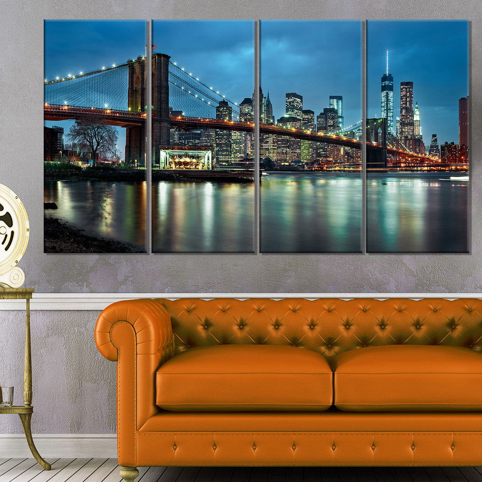 "Brooklyn Bridge and Skyscrapers" Canvas Print48"x28", 4-Panels