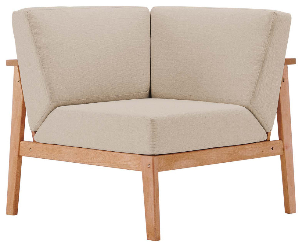 Sedona Outdoor Patio Eucalyptus Wood Sectional Sofa Corner Chair - Natural Taupe