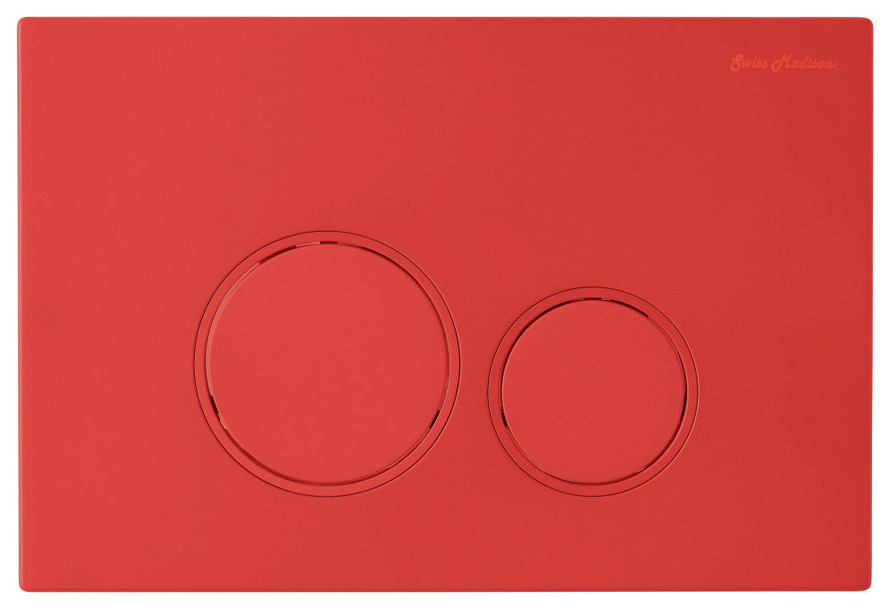 Wall Mount Dual Flush Actuator Plate with Round Push Buttons in Matte Red