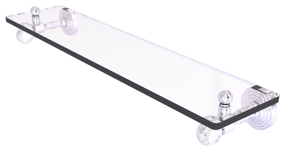 Pacific Grove 16" Glass Shelf with Twisted Accents, Satin Chrome