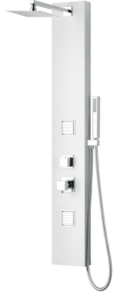 ALFI brand ABSP60W White Aluminum Shower Panel w/ 2 Body Sprays Rain Shower Hea